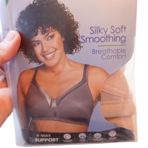 Playtex Full Figure 18 Hour Sleek & Smooth Wireless Bra Size 44C Nude 4803 - Picture 8 of 10